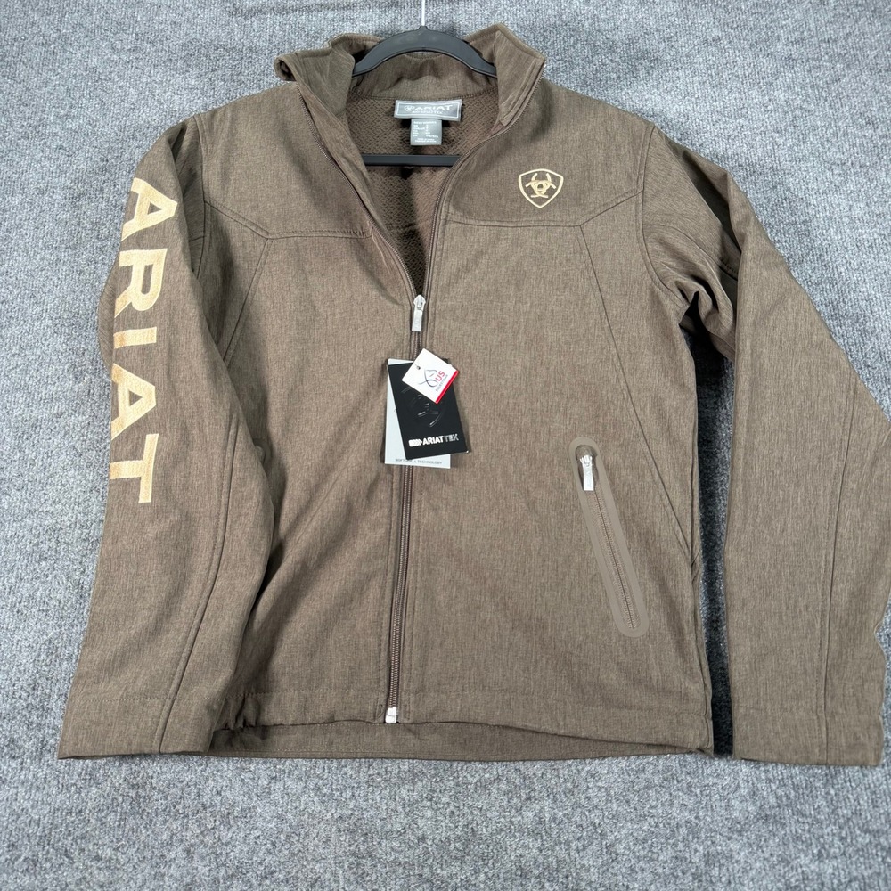 Ariat Mens New Team Softshell Jacket Banyan Bark Brown 10041276 New S #4974